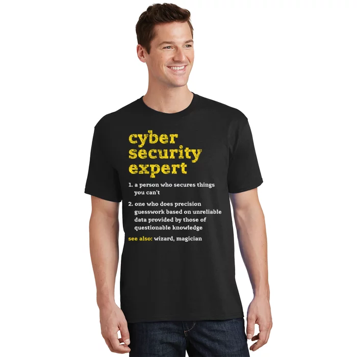 Cyber Security Expert Definition Distressed Computer Geek Gift T-Shirt