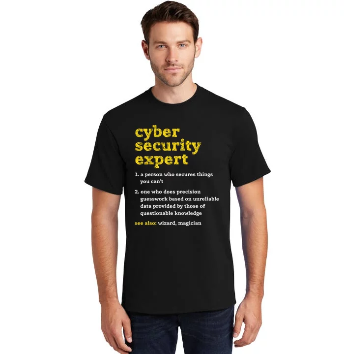 Cyber Security Expert Definition Distressed Computer Geek Gift Tall T-Shirt