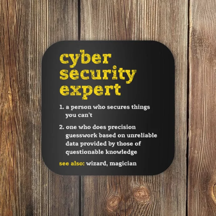 Cyber Security Expert Definition Distressed Computer Geek Gift Coaster