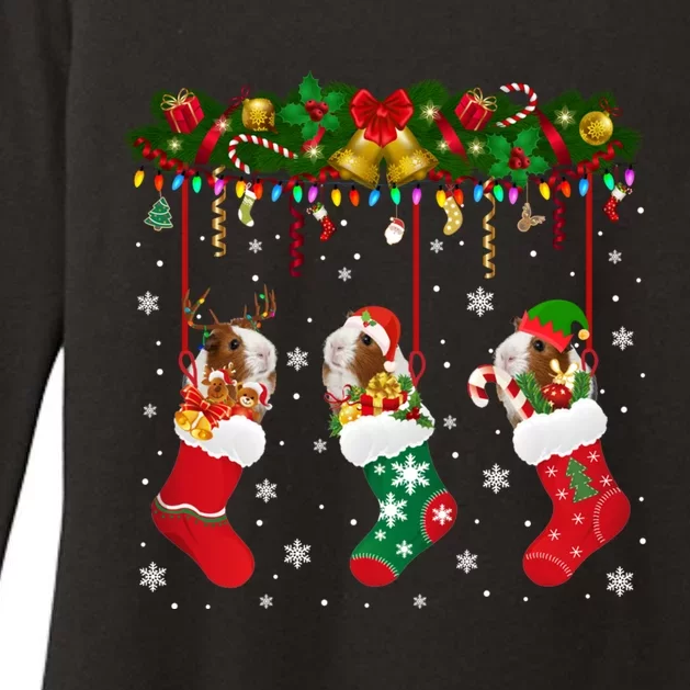 Christmas Santa Elf Reindeer Lover Guinea Pig In Xmas Socks Womens CVC Long Sleeve Shirt