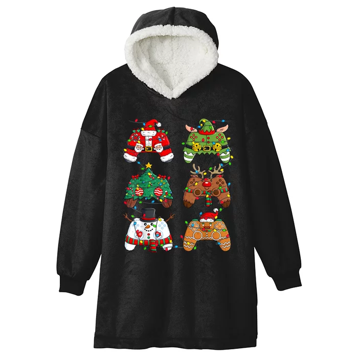 Christmas Santa Elf Lights Gaming Controllers Xmas Hooded Wearable Blanket