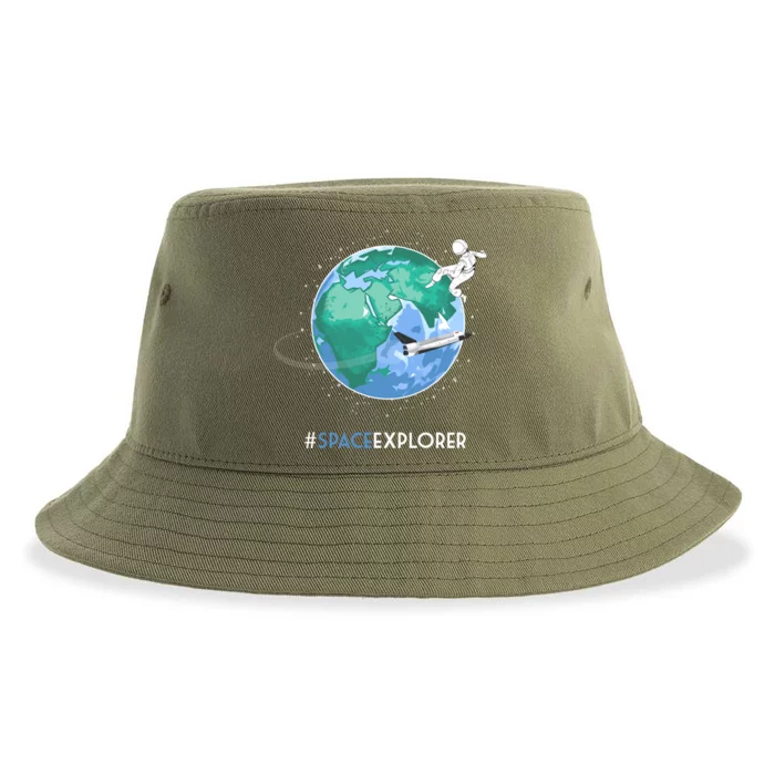 Cool Space Explorer Shuttle Astronaut Earth Cute Gift Sustainable Bucket Hat