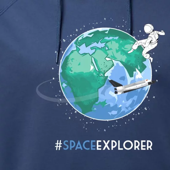 Cool Space Explorer Shuttle Astronaut Earth Cute Gift Performance Fleece Hoodie