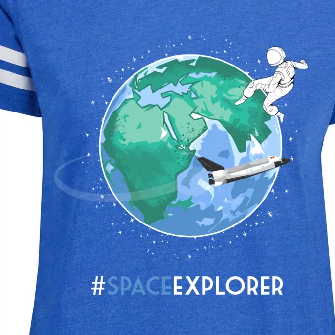 Cool Space Explorer Shuttle Astronaut Earth Cute Gift Enza Ladies Jersey Football T-Shirt