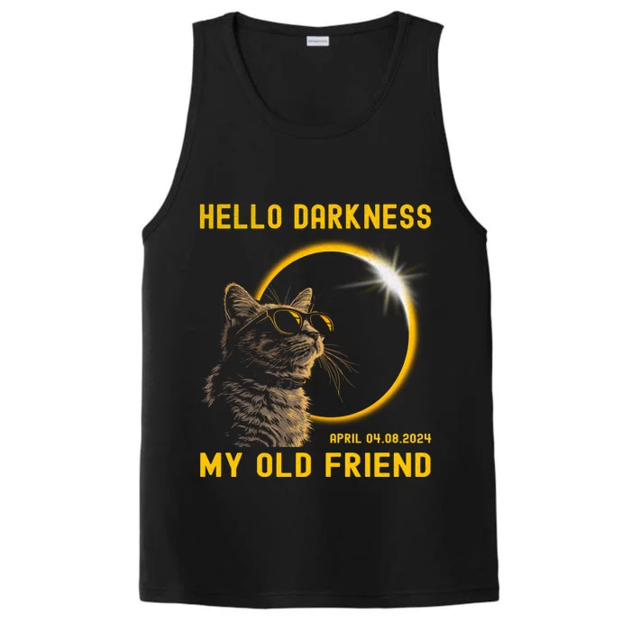 Cat Solar Eclipse Hello Darkness My Old Friend 8 April 2024 Performance Tank