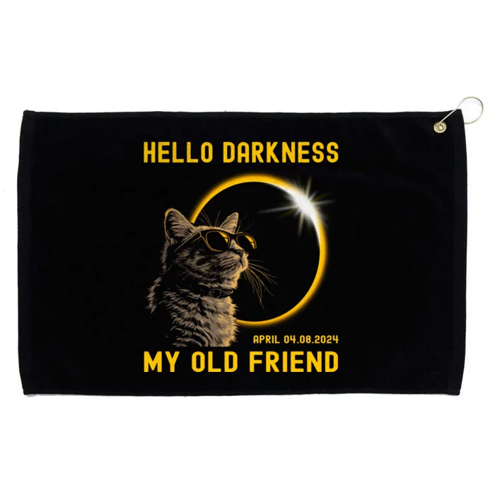 Cat Solar Eclipse Hello Darkness My Old Friend 8 April 2024 Grommeted Golf Towel