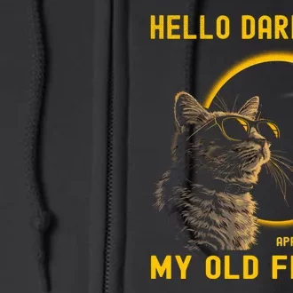 Cat Solar Eclipse Hello Darkness My Old Friend 8 April 2024 Full Zip Hoodie