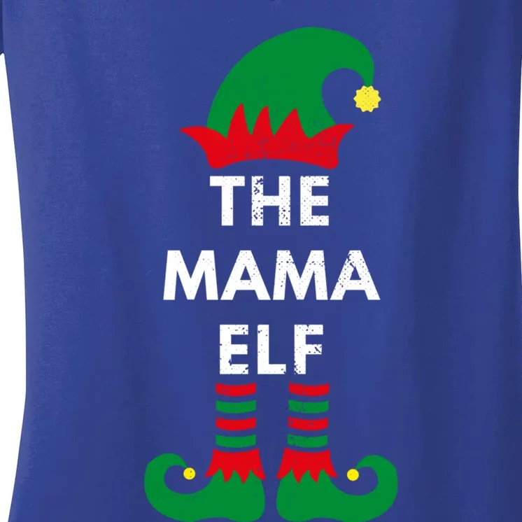 Christmas Santa Elves The Mama Elf Matching Family Gift Women's V-Neck T-Shirt