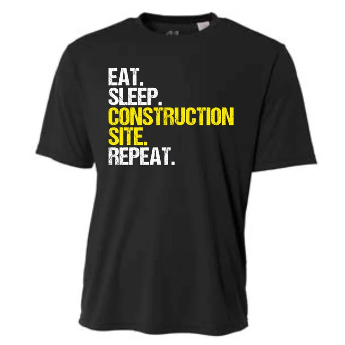 Construction Site Eat Sleep Construction Worker Gift Cooling Performance Crew T-Shirt