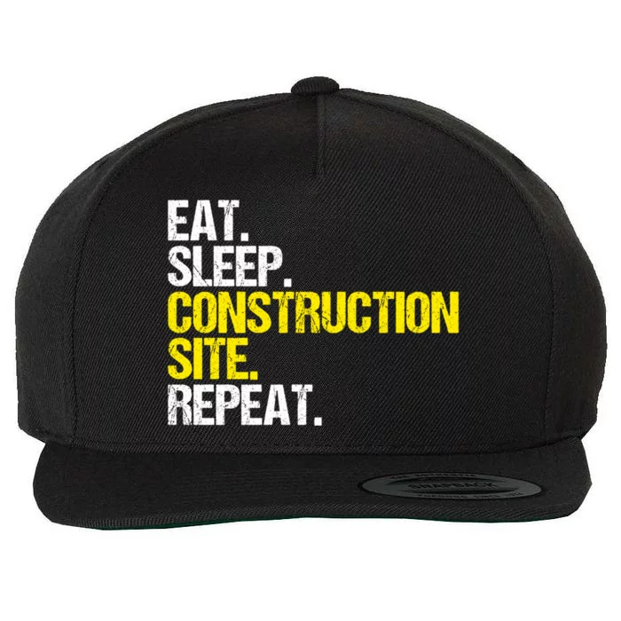 Construction Site Eat Sleep Construction Worker Gift Wool Snapback Cap