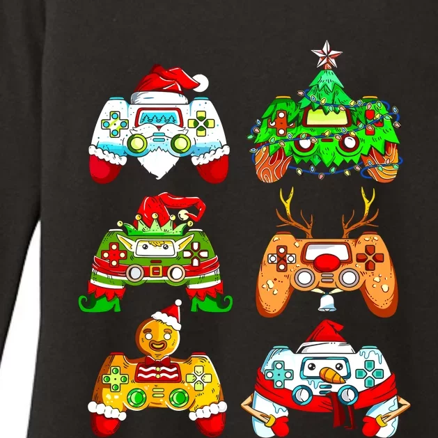 Christmas Santa Elf Gaming Controllers Gamer Xmas Womens CVC Long Sleeve Shirt