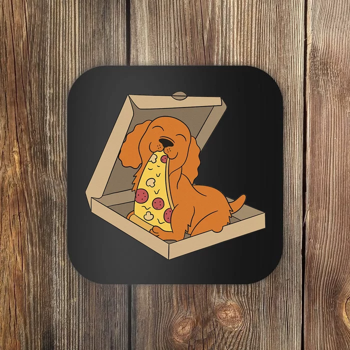 Cocker Spaniel Eating Pizza Funny Dog lover Coaster