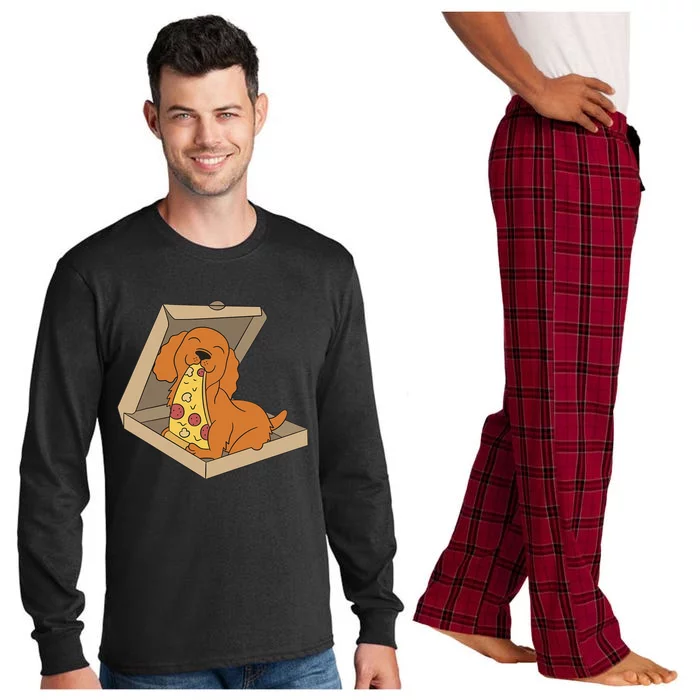 Cocker Spaniel Eating Pizza Funny Dog lover Long Sleeve Pajama Set