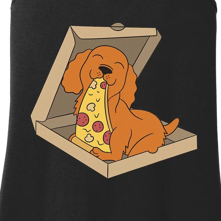 Cocker Spaniel Eating Pizza Funny Dog lover Ladies Essential Tank