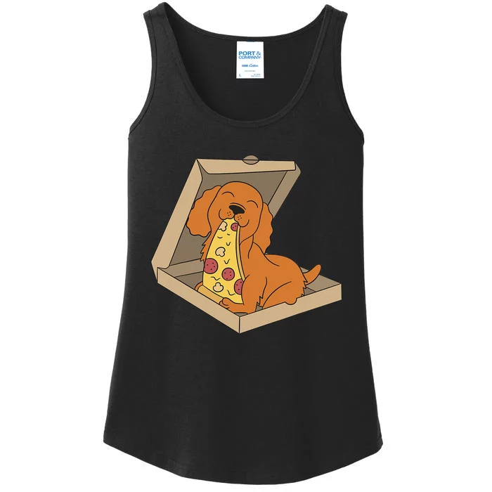 Cocker Spaniel Eating Pizza Funny Dog lover Ladies Essential Tank