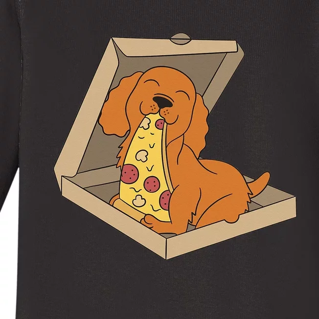 Cocker Spaniel Eating Pizza Funny Dog lover Baby Long Sleeve Bodysuit