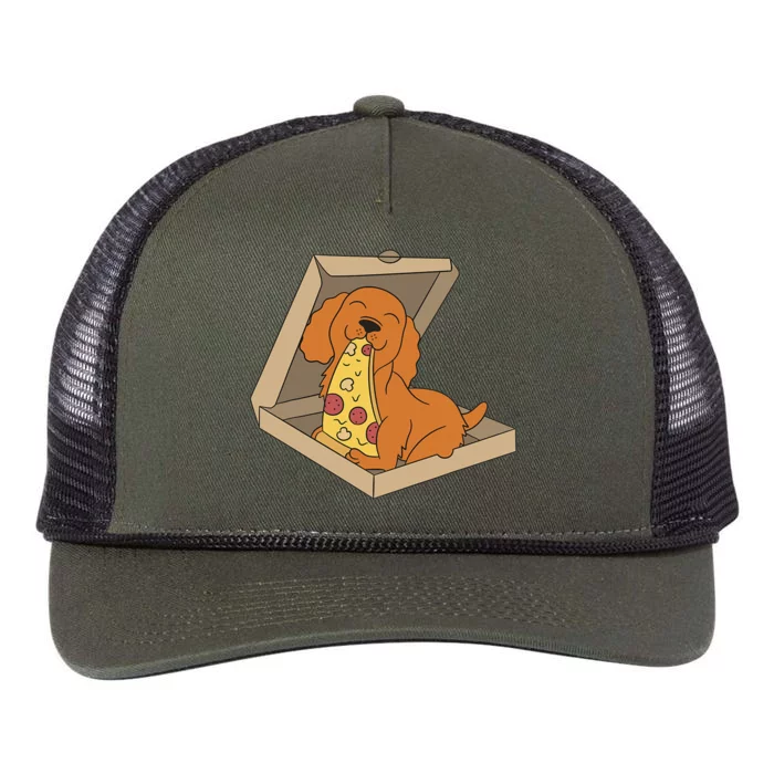 Cocker Spaniel Eating Pizza Funny Dog lover Retro Rope Trucker Hat Cap