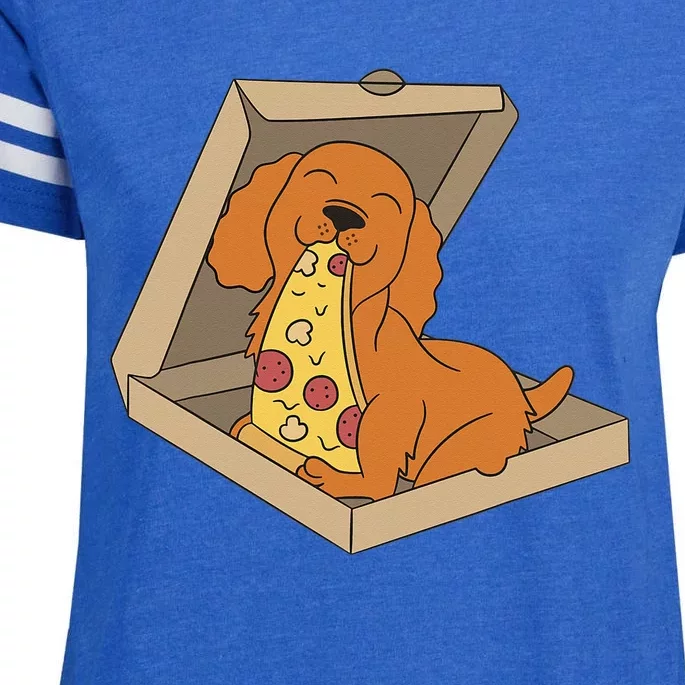 Cocker Spaniel Eating Pizza Funny Dog lover Enza Ladies Jersey Football T-Shirt