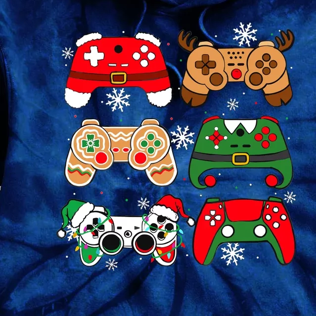 Christmas Santa Elf Gaming Controllers Gamer Xmas Tie Dye Hoodie