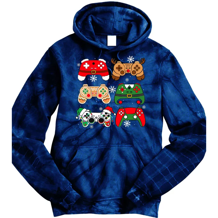 Christmas Santa Elf Gaming Controllers Gamer Xmas Tie Dye Hoodie