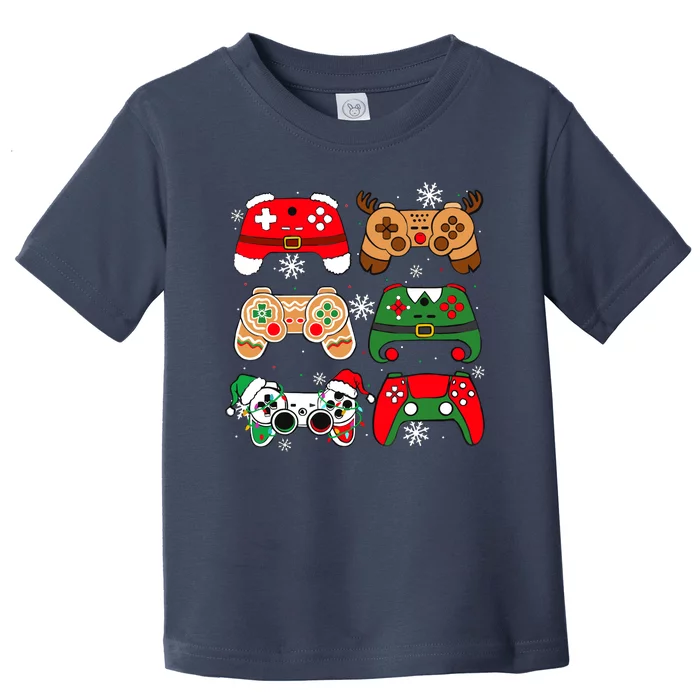 Christmas Santa Elf Gaming Controllers Gamer Xmas Toddler T-Shirt