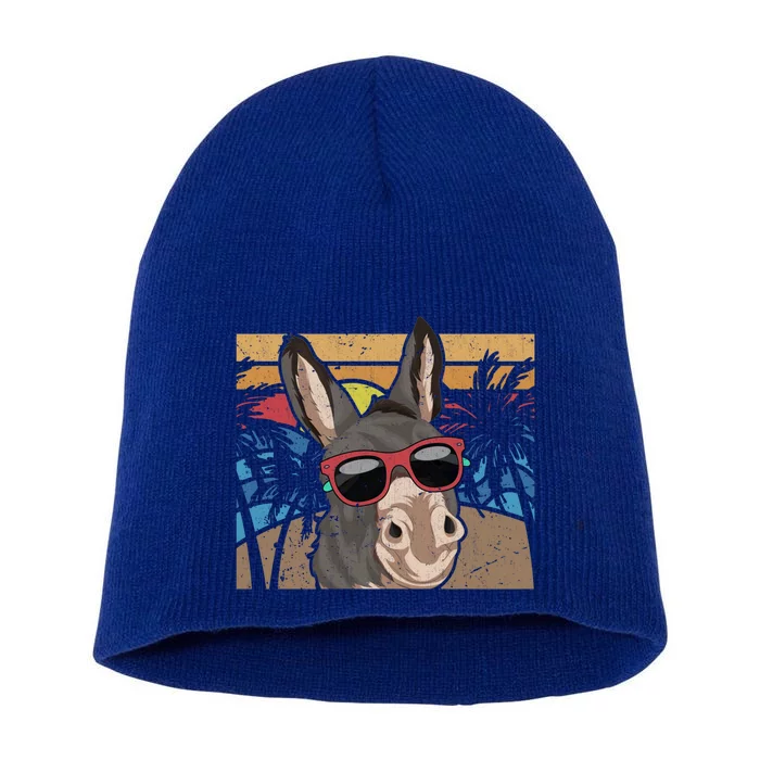 Cool Sunglasses Farm Animal Tropical Retro Donkey Gift Short Acrylic Beanie