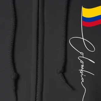 Colombia Signature Flag Pole Patriotic Colombian Flag Full Zip Hoodie