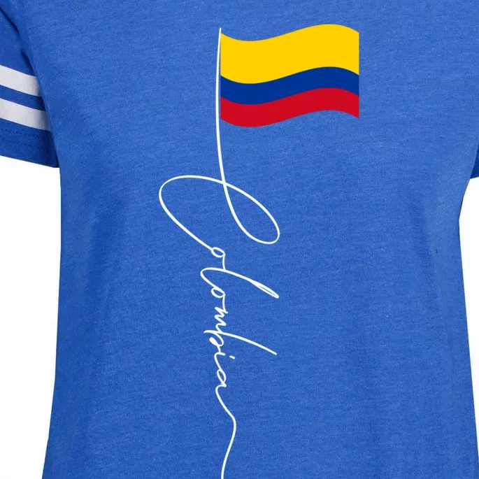 Colombia Signature Flag Pole Patriotic Colombian Flag Enza Ladies Jersey Football T-Shirt