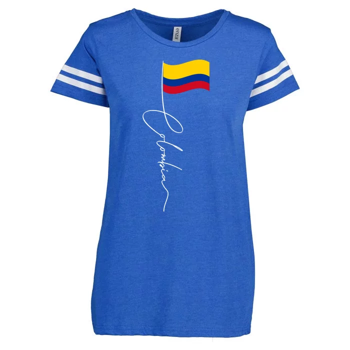 Colombia Signature Flag Pole Patriotic Colombian Flag Enza Ladies Jersey Football T-Shirt