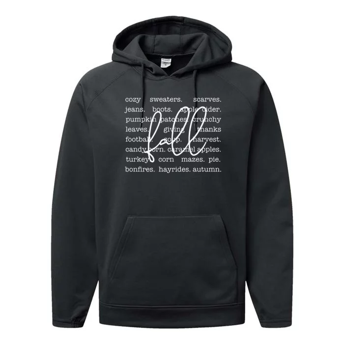 Cozy Season Fall Autumn Thanksgiving Tis The Season Performance Fleece Hoodie