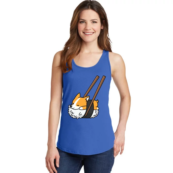 Corgi Sushi Funny Dog Gift Ladies Essential Tank