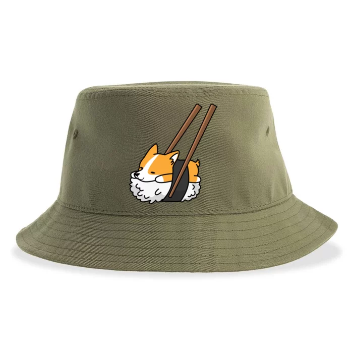 Corgi Sushi Funny Dog Gift Sustainable Bucket Hat