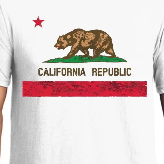 California State Flag Grizzly Bear Cali Distressed Style Pajama Set