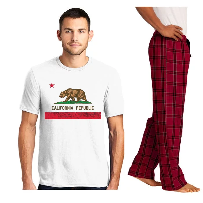 California State Flag Grizzly Bear Cali Distressed Style Pajama Set