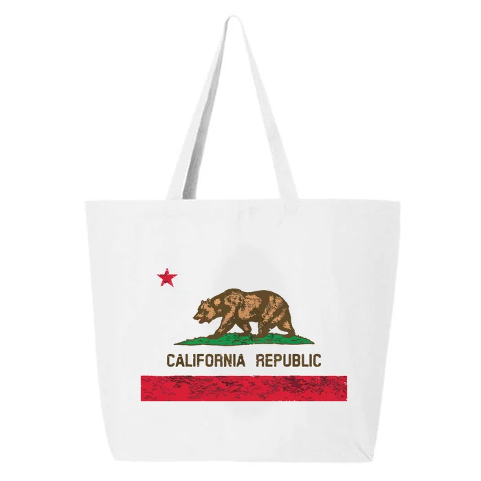 California State Flag Grizzly Bear Cali Distressed Style 25L Jumbo Tote