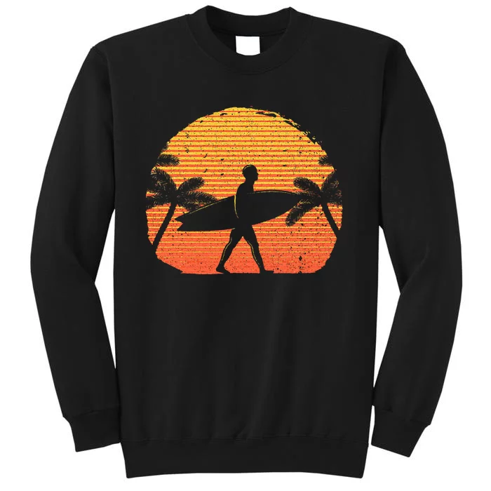 Cool Surfer For Wo Sunset Beach Surfing Retro Surf Tall Sweatshirt