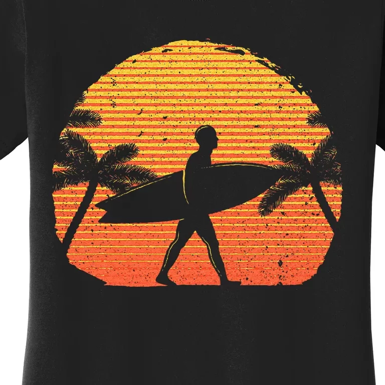 Cool Surfer For Wo Sunset Beach Surfing Retro Surf Women's T-Shirt