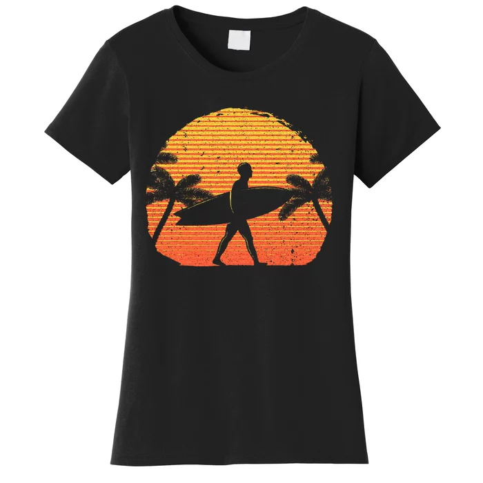 Cool Surfer For Wo Sunset Beach Surfing Retro Surf Women's T-Shirt