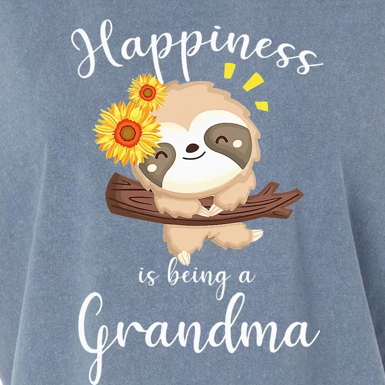 Cute Sloth Flower Happiness Is Being A Grandma Garment-Dyed Women's Muscle Tee