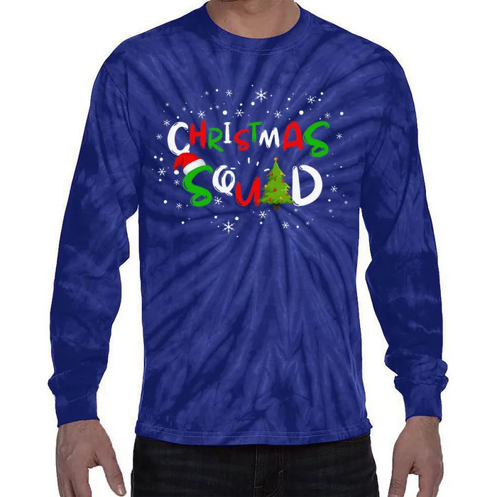 Christmas Squad Family Group Matching Funny Santa Elf Gift Tie-Dye Long Sleeve Shirt