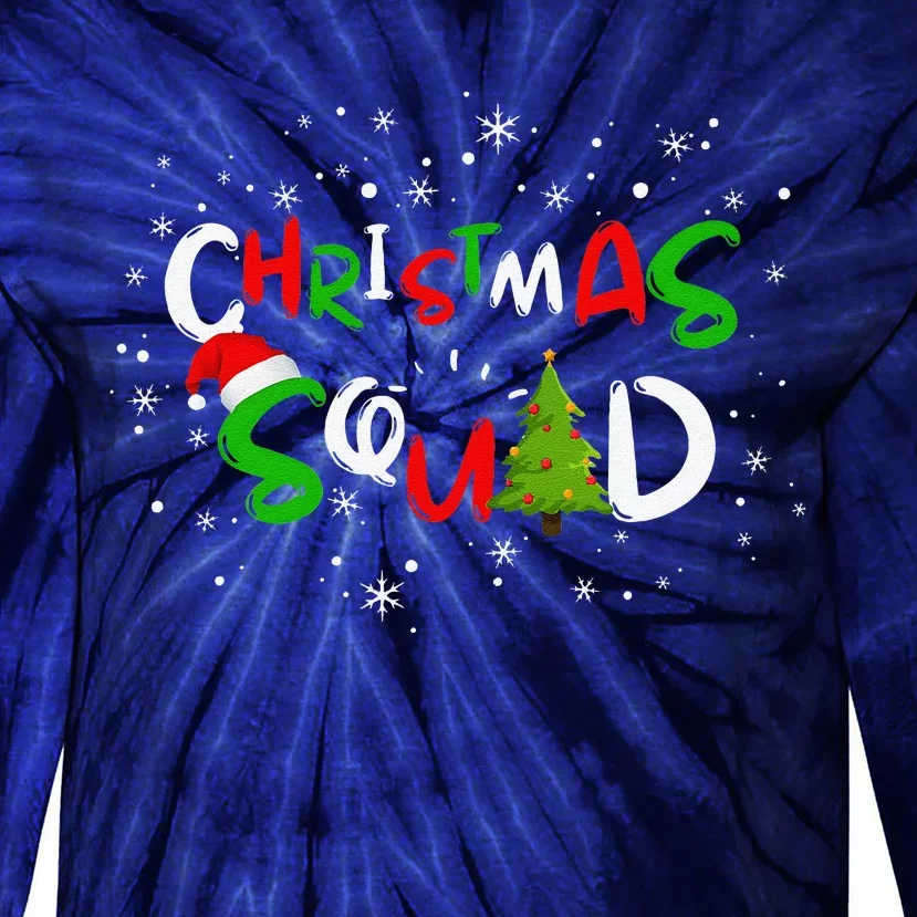 Christmas Squad Family Group Matching Funny Santa Elf Gift Tie-Dye Long Sleeve Shirt