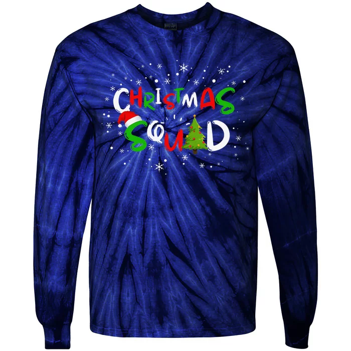 Christmas Squad Family Group Matching Funny Santa Elf Gift Tie-Dye Long Sleeve Shirt