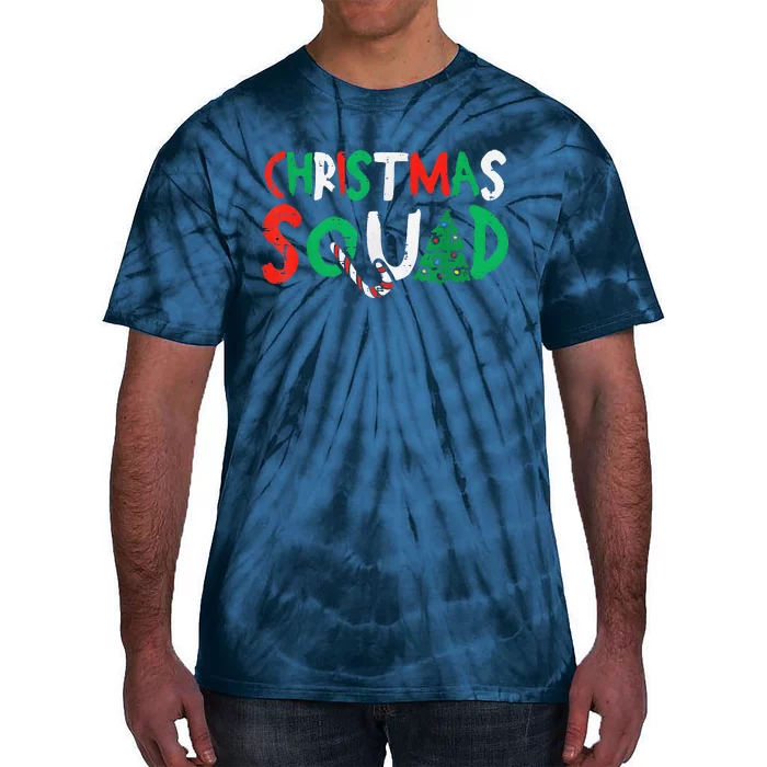 Christmas Squad Family Group Matching Funny Santa Elf Tie-Dye T-Shirt