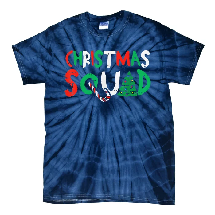 Christmas Squad Family Group Matching Funny Santa Elf Tie-Dye T-Shirt