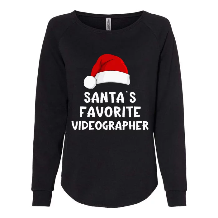 Christmas Santa's Favorite Videographer Funny Xmas Pajama Womens California Wash Sweatshirt