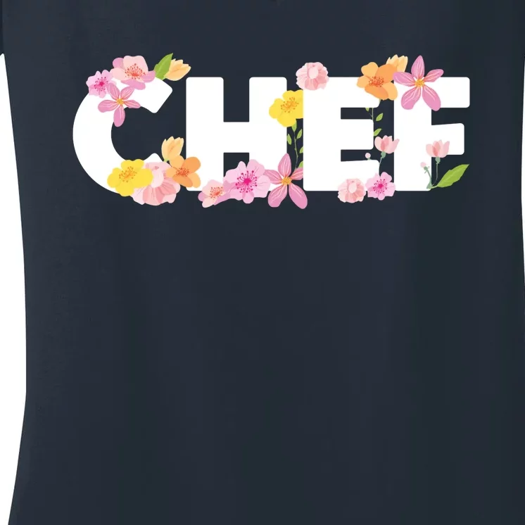 Chef Spring Floral Women's V-Neck T-Shirt