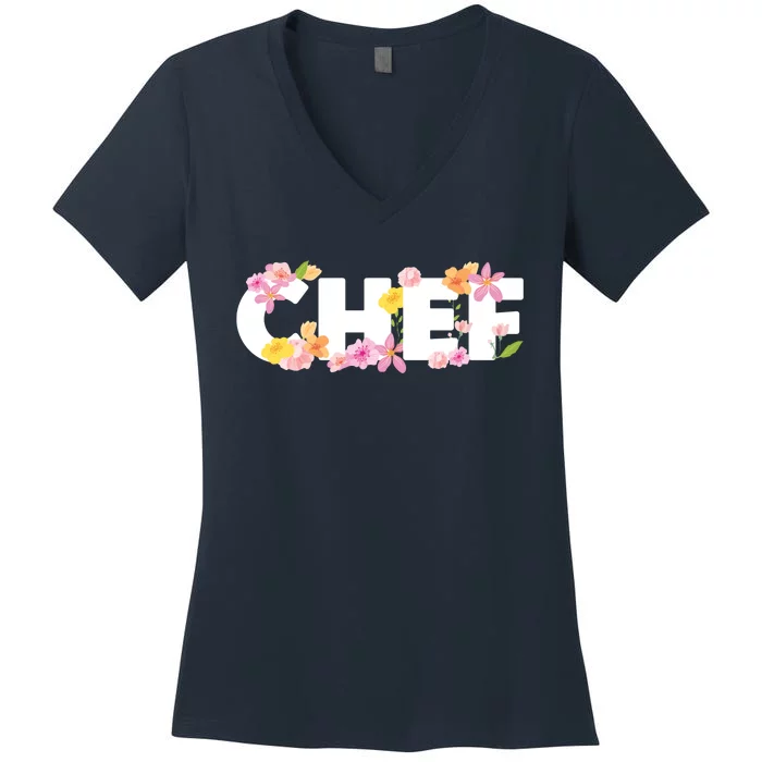 Chef Spring Floral Women's V-Neck T-Shirt