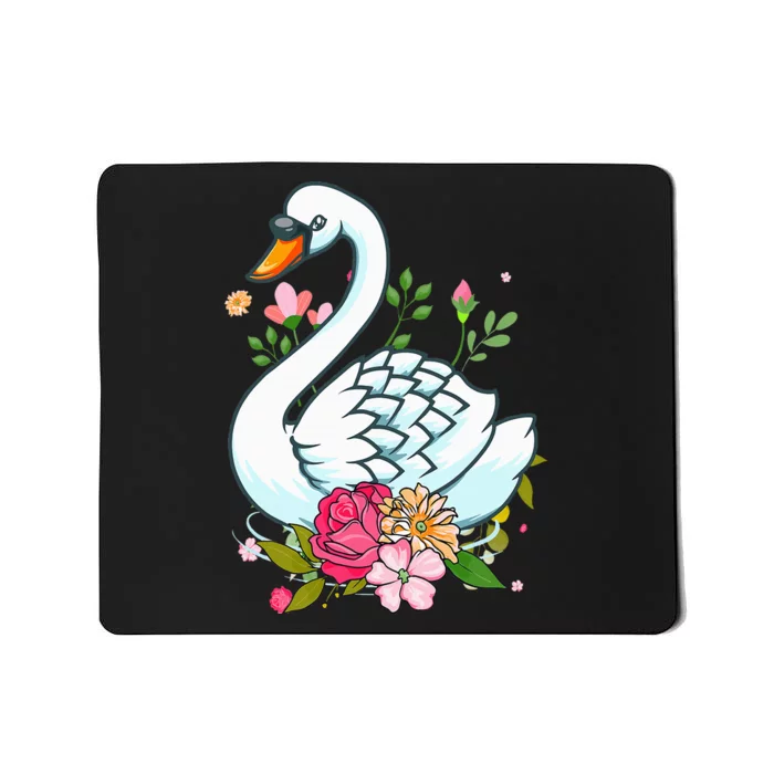 Cool Swan For   Swans Floral Waterfowl Bird Flower Mousepad