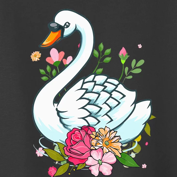 Cool Swan For   Swans Floral Waterfowl Bird Flower Toddler T-Shirt