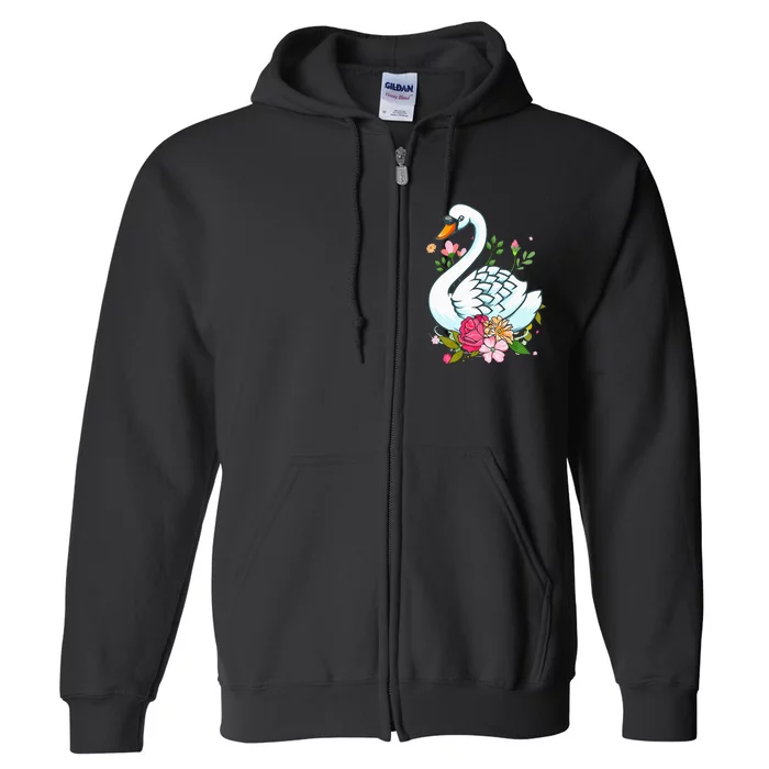 Cool Swan For   Swans Floral Waterfowl Bird Flower Full Zip Hoodie